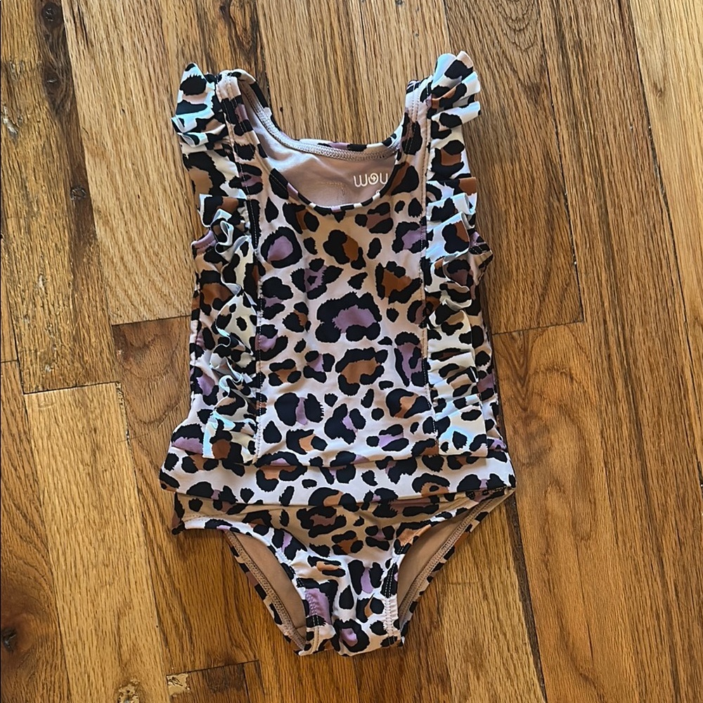 Leopard Print Kids Swim One Piece